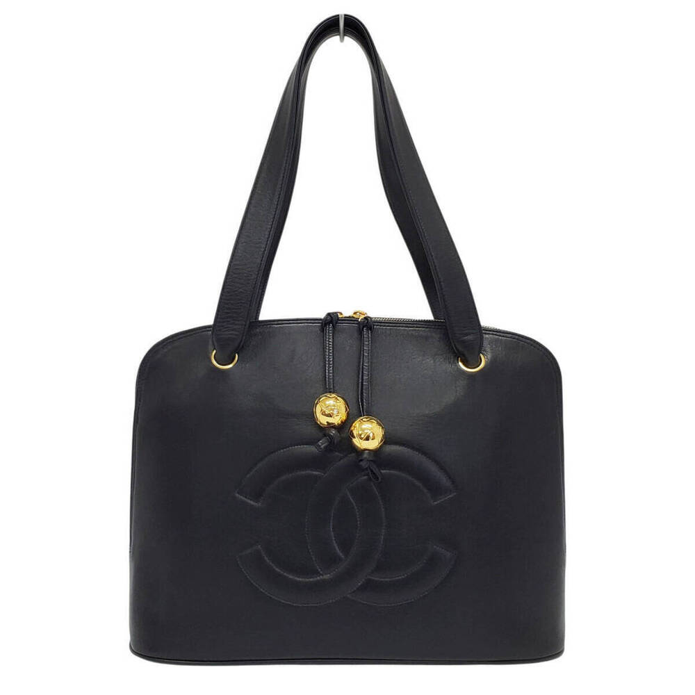 Chanel Coco Mark Handbag Lambskin Ball Shoulder Bag Seal Black